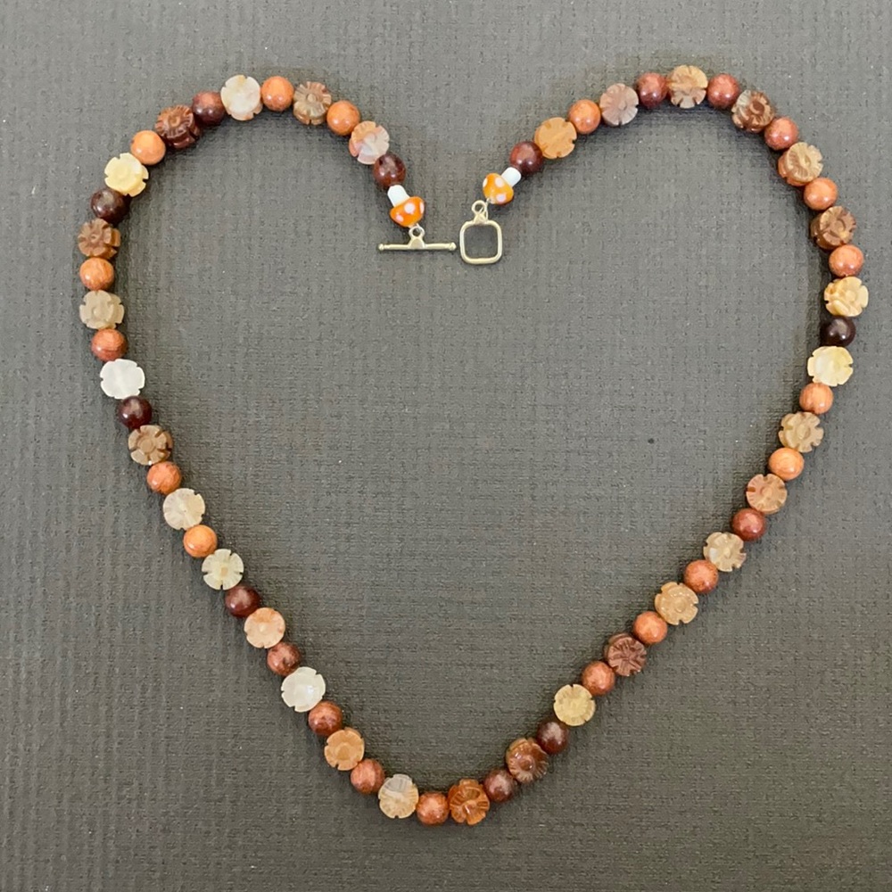 Hand beaded carnelian necklace